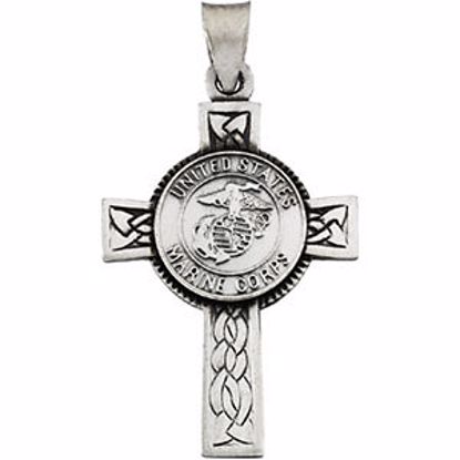 R42061:1003:P Sterling Silver 28.5x20.75mm U.S. Marines Corps Cross Pendant