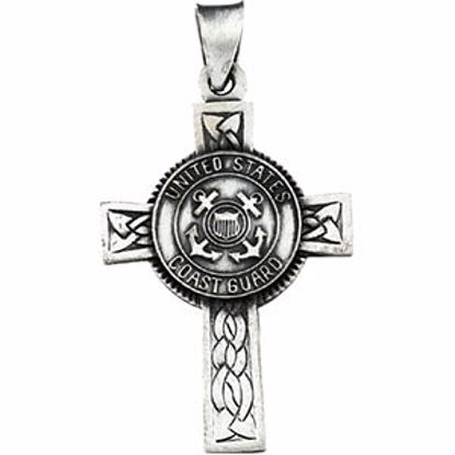 R42062:1004:P Sterling Silver 28.5x20.75 U.S. Coast Guard Cross Pendant