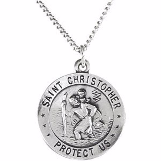 R41577:1006:P Sterling Silver 18mm Reversible St. Christopher/U.S. Army Medal