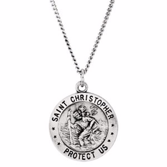 R41578:1007:P Sterling Silver 18mm St. Christopher U.S. Air Force Medal 18" Necklace