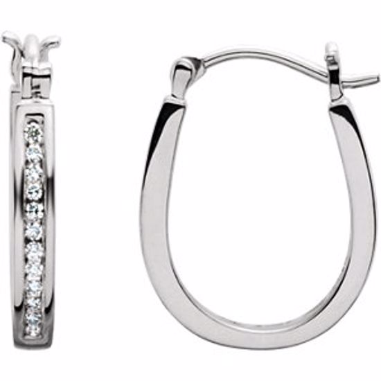 62190:2635490:P 14kt White 1/2 CTW Diamond Inside/Outside Hoop Earrings 