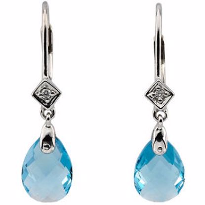 64575:10005:P 14kt White Swiss Blue Topaz & .025 CTW Diamond Earrings