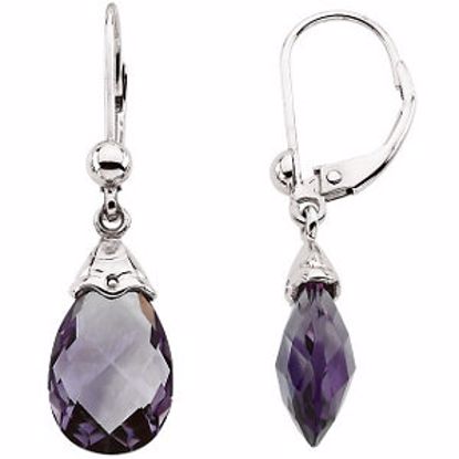 64572:10022:P 14kt White Amethyst Briolette Earrings