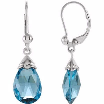 64574:10024:P 14kt White Swiss Blue Topaz Earrings