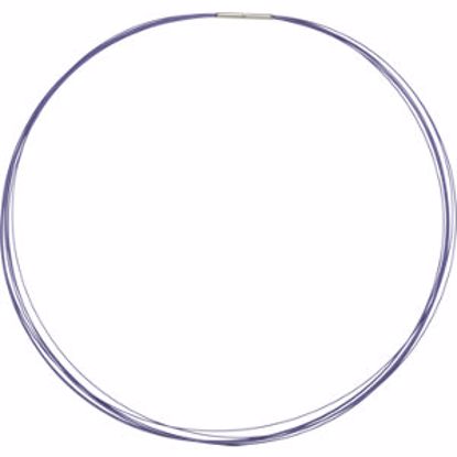 CH737:305668:P Stainless Steel/Purple-Coated 7-Strand Cable 16" Chain with 14kt White Clasp