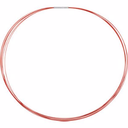 CH739:305645:P Stainless Steel/Orange-Coated 7-Strand Cable 16" Chain with 14kt White Clasp