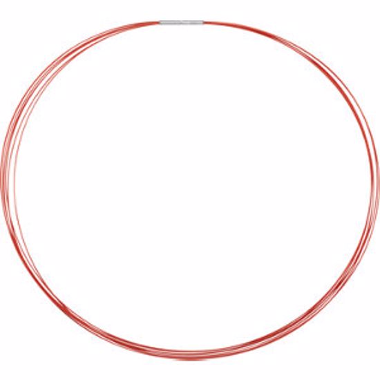 CH739:305645:P Stainless Steel/Orange-Coated 7-Strand Cable 16" Chain with 14kt White Clasp