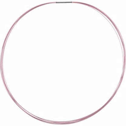 CH735:305667:P Stainless Steel/Pink Cosmos-Coated 7-Strand Cable 18" Chain with 14kt White Clasp