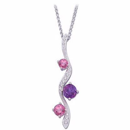 64515:50002:P 14kt White .Amethyst, Garnet & Pink Tourmaline & .08 CTW Diamond Necklace