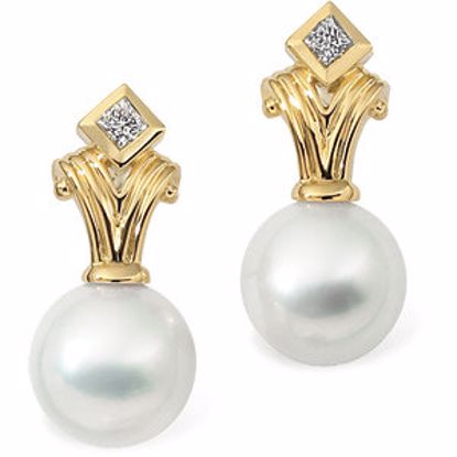 64301:1005540:P 18kt Yellow South Sea Cultured Pearl & 1/3 CTW Diamond Earrings