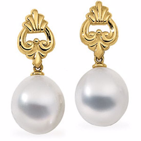 63811:3040090:P 18kt Yellow 12mm South Sea Cultured Pearl Earrings