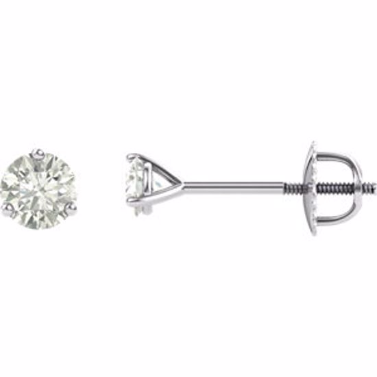 64846:291287:P Charles & Colvard Moissanite® 3-Prong Threaded Post Stud Earrings