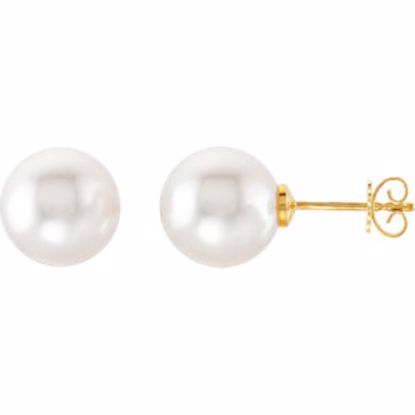 62958:2879710:P 18kt Yellow 13mm Near Round South Sea Cultured Fashion Pearl Earrings