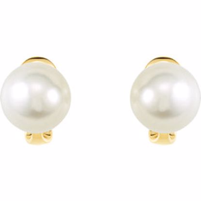 64851:100600:P 14kt Yellow 15mm Full Button South Sea Cultured Fashion Pearl Earrings