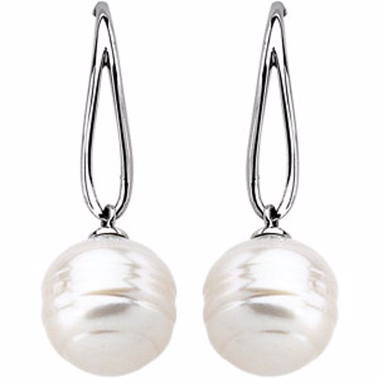 63159:2917650:P 14kt White South Sea Cultured Pearl Earrings