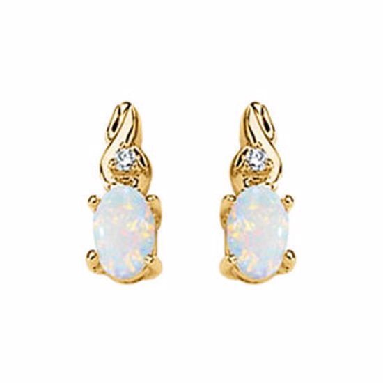 60824:2628540:P 14kt Yellow Opal & .03 CTW Diamond Earrings