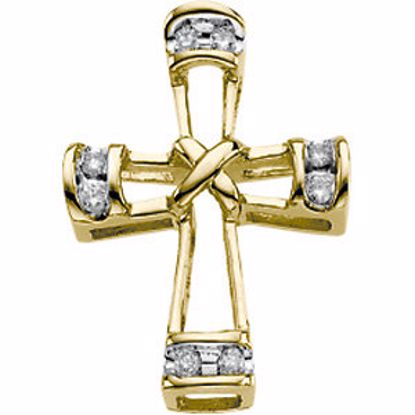 R42002:305514:P 14kt Yellow .08 CTW Diamond Outside Cross Pendant