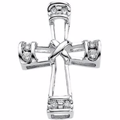 R42002:305516:P 14kt White .08 CTW Diamond Outside Cross Pendant