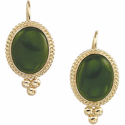 61981:2539500:P Nephrite Jade Cabochon Earrings