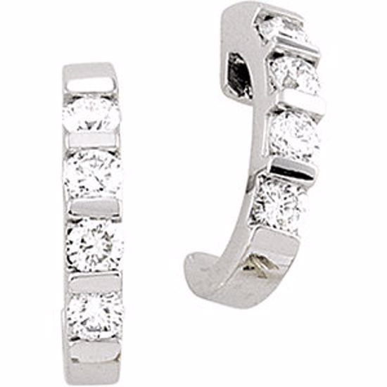 60792:2516780:P Diamond Bar Channel J-Hoop Earrings