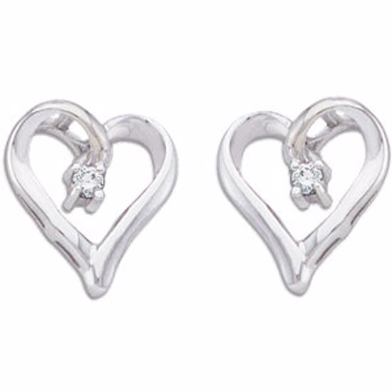 60856:2622860:P 14kt White .04 CTW Diamond Heart Earrings