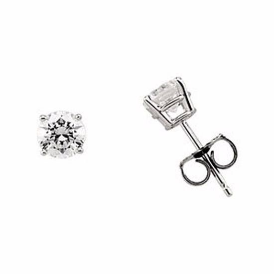 61102:2529520:P 14kt White 5mm Cubic Zirconia Earrings