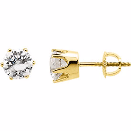 62944:2794640:P 14kt Yellow 6.5mm Cubic Zirconia Stud Earrings