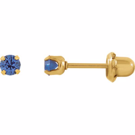 21526:2320190:P 24kt Yellow with Stainless Steel Solitaire "September" Birthstone Piercing Earrings