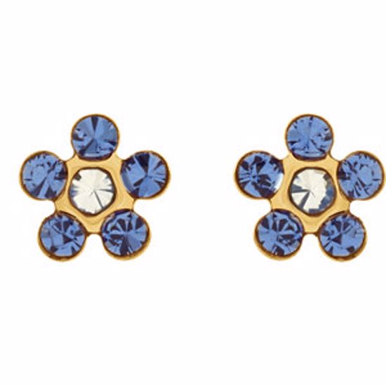 21527:2316090:P 14kt Yellow Imitation "September" Youth Birthstone Flower Inverness Piercing Earrings