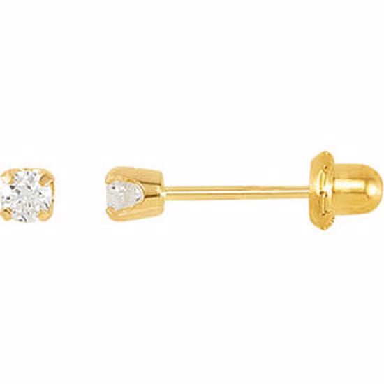 21508:2315600:P 14kt Yellow Cubic Zirconia Piercing Stud Earrings