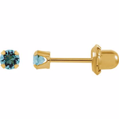 21526:2315580:P 14kt Yellow Solitaire "March" Birthstone Piercing Earrings