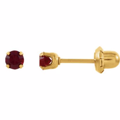 21526:2315850:P 24kt Yellow with Stainless Steel Solitaire "January" Birthstone Piercing Earrings