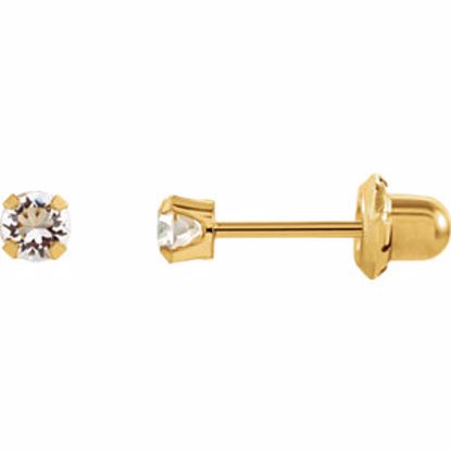 21526:2318410:P 14kt Yellow Solitaire "April" Birthstone Piercing Earrings