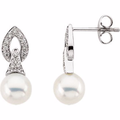 64489:600140:P Freshwater Cultured Pearl & Diamond Earrings