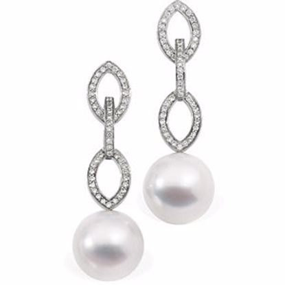 64302:1005560:P South Sea Cultured Pearl & Diamond Earrings