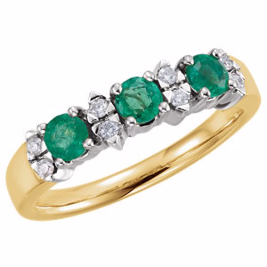 64897:60001:P 14kt Yellow & White Emerald & 1/10 CTW Diamond Anniversary Ring