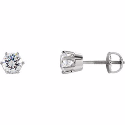 62944:2794520:P 14kt White 5.25mm Cubic Zirconia Stud Earrings