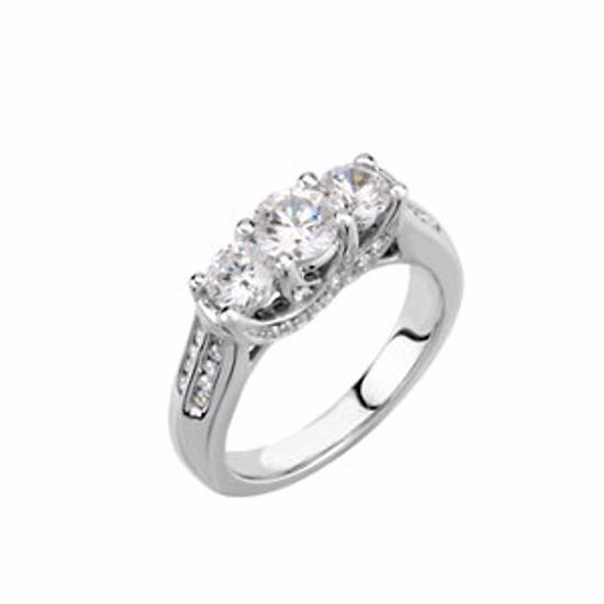 64725:60002:P 14kt White 1 CTW Diamond 3 Stone Accented Engagement Ring 