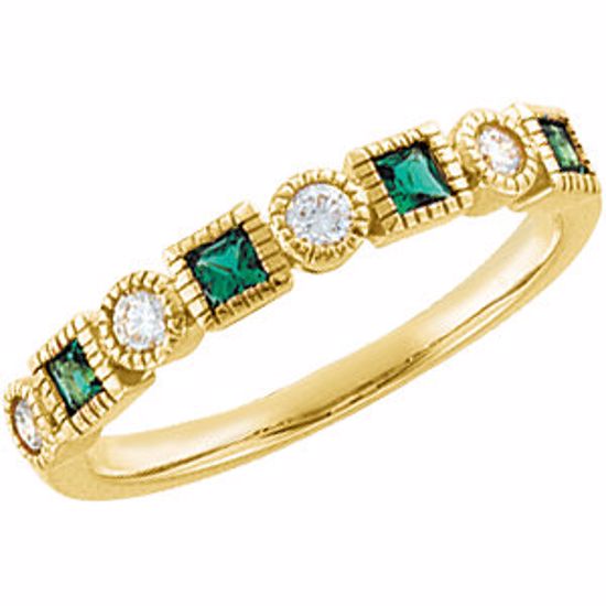 64627:100100:P 14kt Yellow Emerald & 1/5 CTW Diamond Anniversary Band Size 7