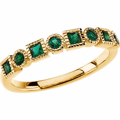 64624:100100:P 14kt Yellow Emerald Anniversary Band Size 7