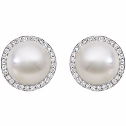 64305:1005610:P 18kt Palladium White South Sea Cultured Pearl & 7/8 CTW Diamond Earrings