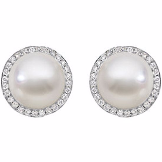 64305:1005610:P 18kt Palladium White South Sea Cultured Pearl & 7/8 CTW Diamond Earrings