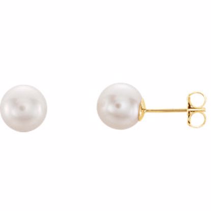 61103:2619730:P 14kt Yellow 7mm White Akoya Cultured Pearl Earrings