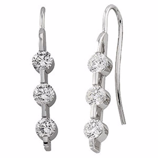 61249:2621190:P 14kt White 1 3/8 CTW Diamond 3 Stone Earrings