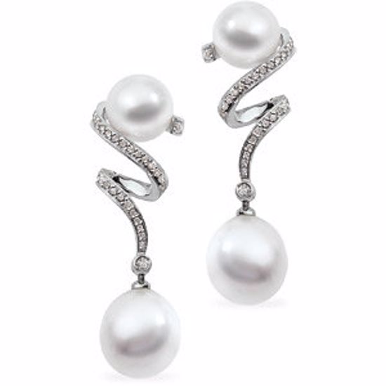 64314:1005720:P South Sea Cultured Pearl & Diamond Earrings