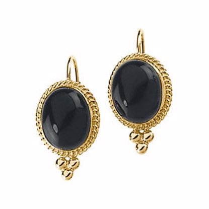 61976:2538920:P Onyx Cabochon Lever Back Earrings