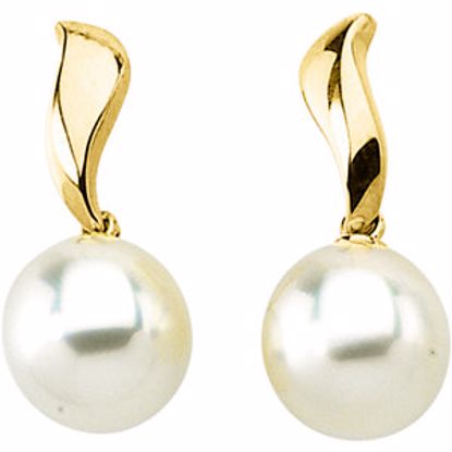 63884:10000990:P 14kt Yellow South Sea Cultured Pearl Earrings