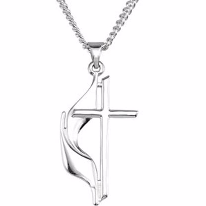 R16295KIT:137428:P Sterling Silver 30x17.5mm Methodist Cross 24" Necklace with Box