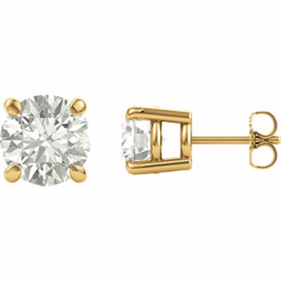 63265:2899970:P 14kt Yellow 8mm Round Forever Classic™ Moissanite Earrings