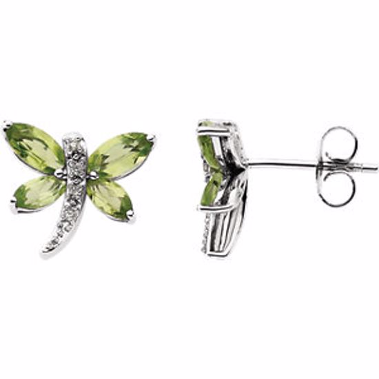 65146:60001:P 14kt White Peridot & .04 CTW Diamond Earrings